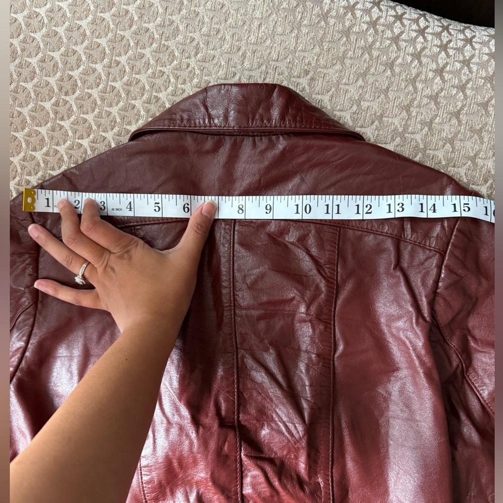 Bonaventura Women's Burgundy Leather Blazer Jacket - Picture 16 of 16